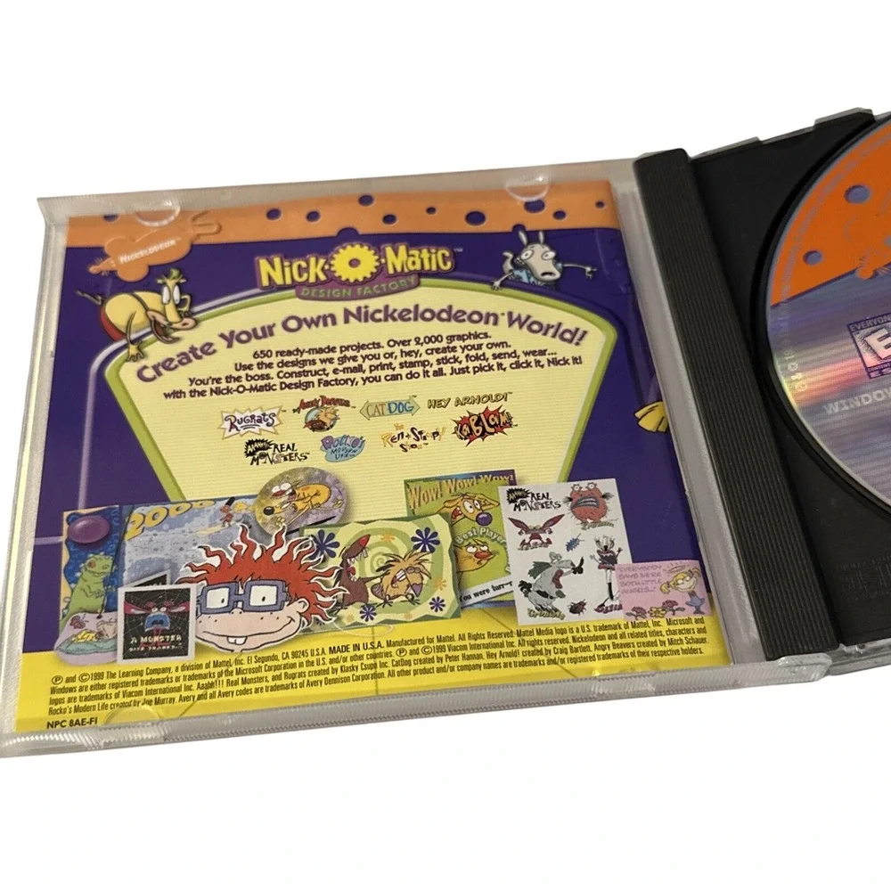 Nick-O-Matic Design Factory PC CD-ROM 1999 Nickelodeon Rugrats Hey Arnold Mattel